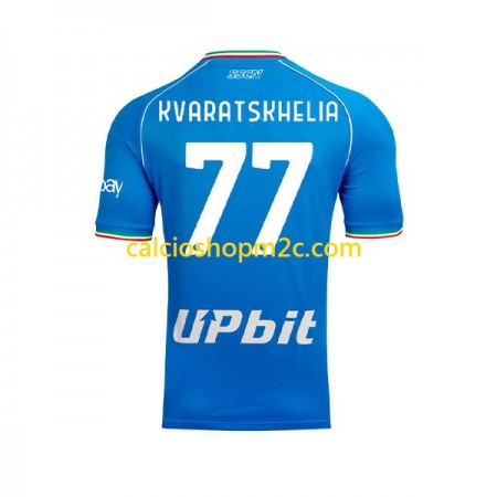 SSC Napoli Khvicha Kvaratskhelia 77 Maglia Prima 2023/2024 Manica Corta
